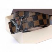 LOUIS VUITTON DAMIER BROWN BELT WITH SILVER BUCKLE